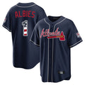 Atlanta Braves #1 Ozzie Albies Player Navy USA 250 Fourth Of July Limited Home Game Stitched Baseball Jersey