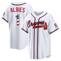 Atlanta Braves #1 Ozzie Albies Player White USA 250 Fourth Of July Limited Home Game Stitched Baseball Jersey