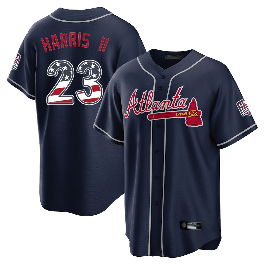Atlanta Braves #23 Michael Harris II Player Navy USA 250 Fourth Of July Limited Home Game Stitched Baseball Jersey