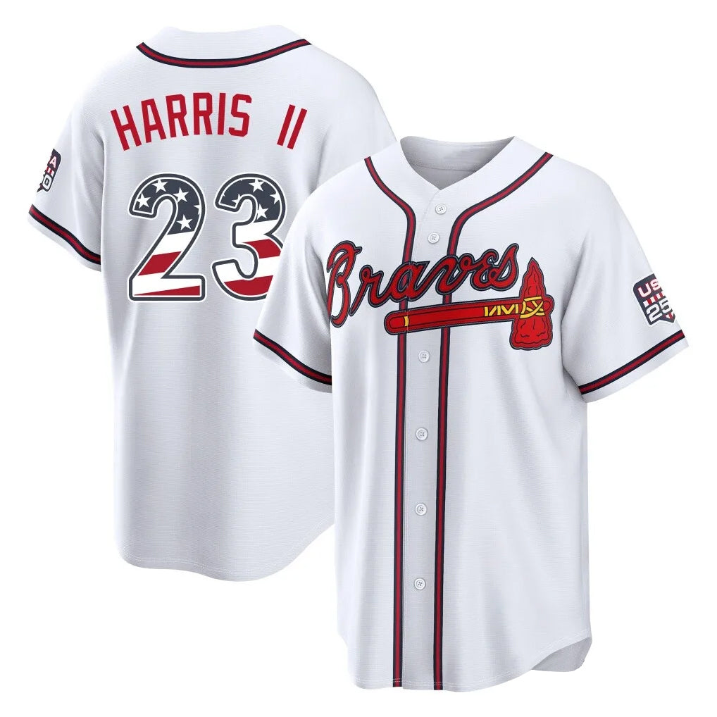 Atlanta Braves #23 Michael Harris II Player White USA 250 Fourth Of July Limited Home Game Stitched Baseball Jersey