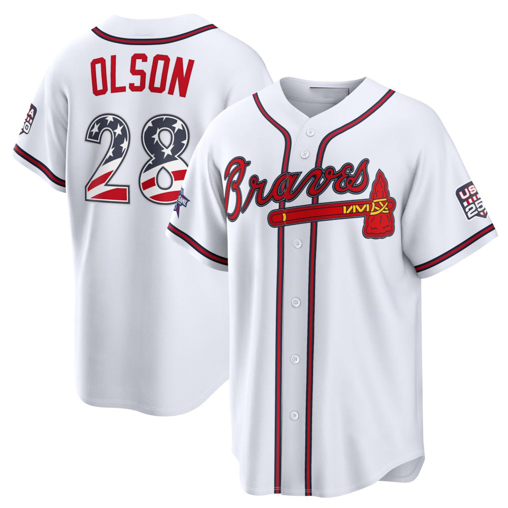 Atlanta Braves #28 Matt Olson 2026 All-Star Edition Stars & Stripes White Stadium Baseball Jersey