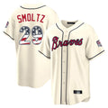 Atlanta Braves #29 John Smoltz Player Cream USA 250 Fourth Of July Limited Home Game Stitched Baseball Jersey
