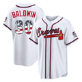 Atlanta Braves #30 Drake Baldwin Player White USA 250 Fourth Of July Limited Home Game Stitched Baseball Jersey