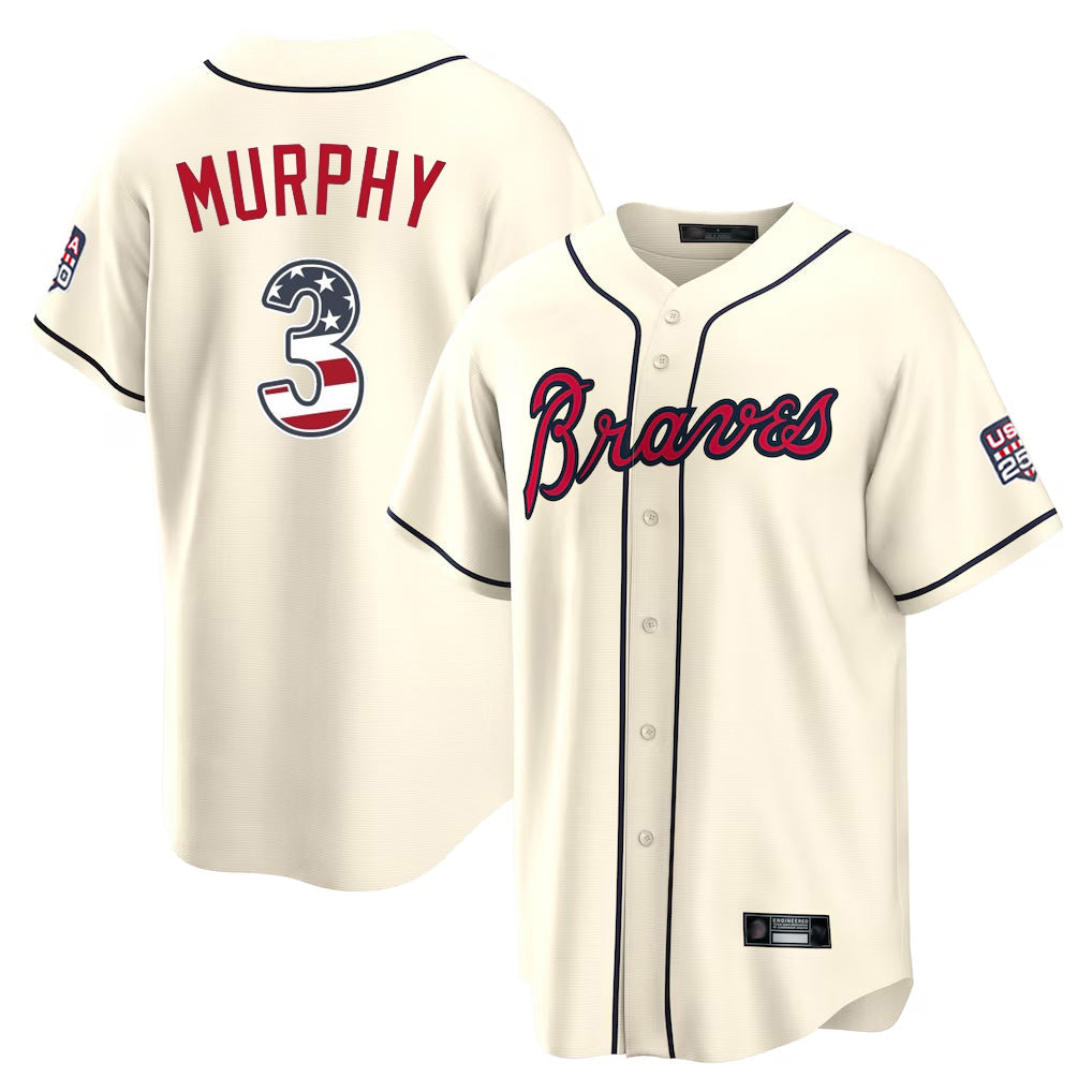 Atlanta Braves #3 Dale Murphy Player Cream USA 250 Fourth Of July Limited Home Game Stitched Baseball Jersey
