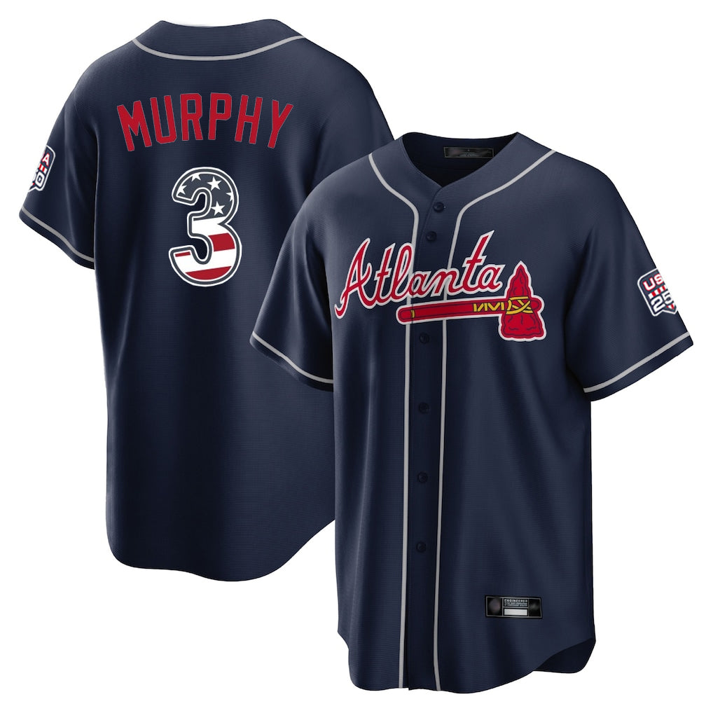 Atlanta Braves #3 Dale Murphy Player Navy USA 250 Fourth Of July Limited Home Game Stitched Baseball Jersey