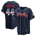 Atlanta Braves #44 Hank Aaron Player Navy USA 250 Fourth Of July Limited Home Game Stitched Baseball Jersey