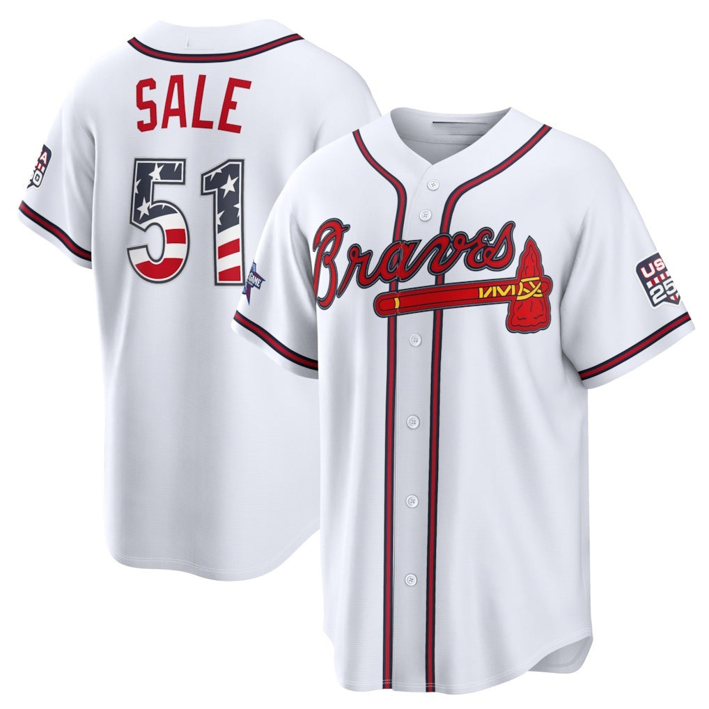 Atlanta Braves #51 Chris Sale 2026 All-Star Edition Stars & Stripes White Stadium Baseball Jersey
