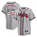 Atlanta Braves #56 Spencer Schwellenbach Player Gray USA 250 Fourth Of July Limited Home Game Stitched Baseball Jersey