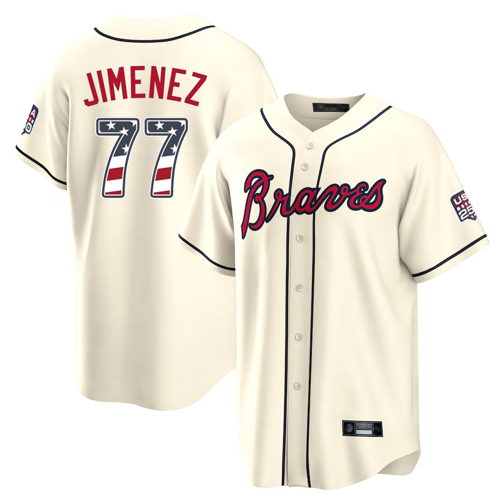 Atlanta Braves #77 Joe Jimenez Player Cream USA 250 Fourth Of July Limited Home Game Stitched Baseball Jersey