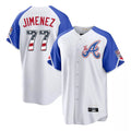 Atlanta Braves #77 Joe Jimenez Player White USA 250 Fourth Of July City Connect Home Game Stitched Baseball Jersey