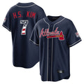 Atlanta Braves #7 Ha-Seong Kim Player Navy USA 250 Fourth Of July Limited Home Game Stitched Baseball Jersey