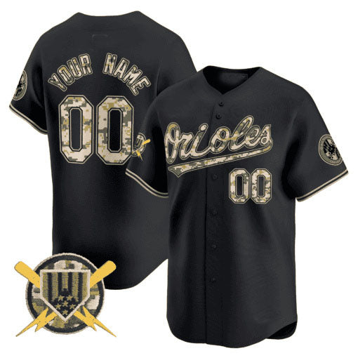 Baltimore Orioles Armed Forces Day Vapor Premier Limited Custom Jersey – Black Baseball Jersey