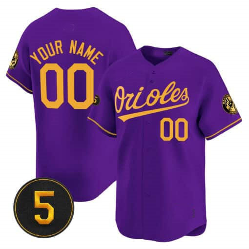 Baltimore Orioles Robinson Patch Vapor Premier Limited Custom Jersey – Purple Gold Baseball Jersey