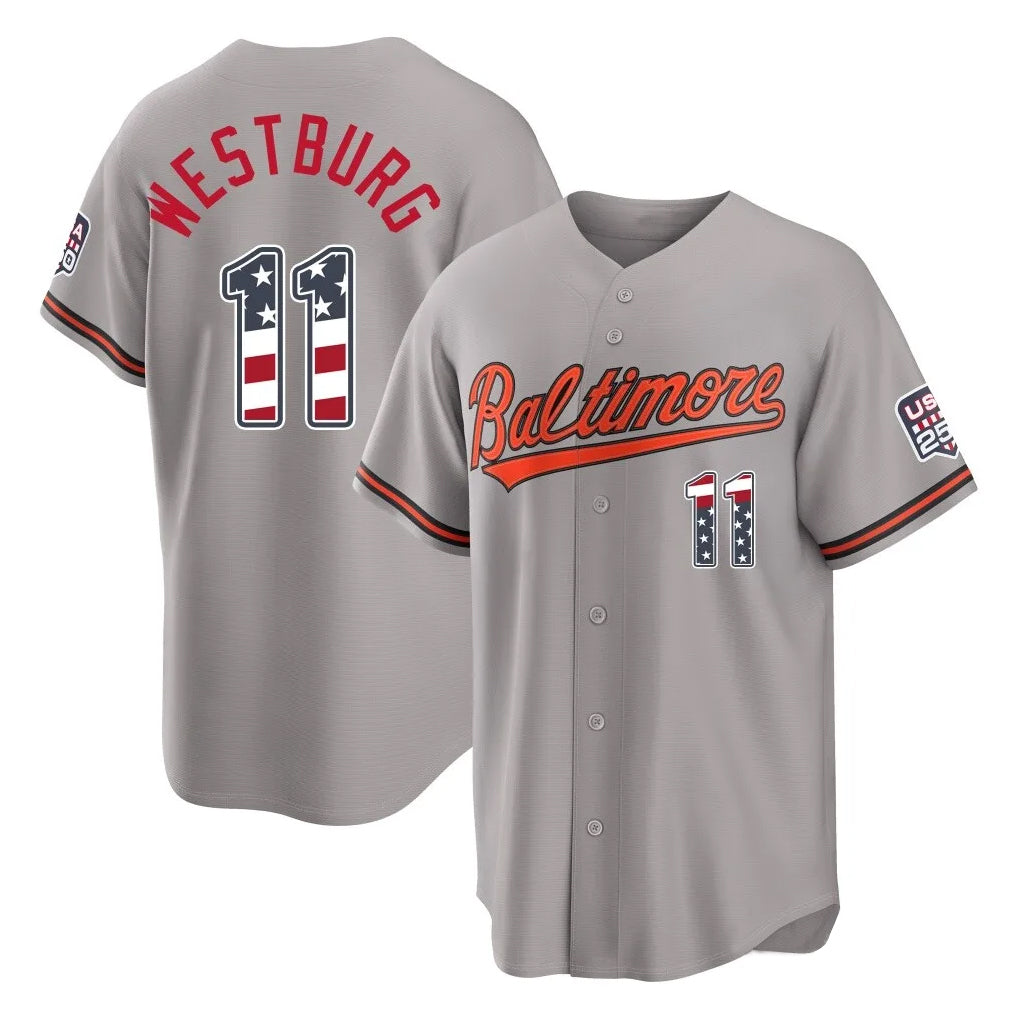 Baltimore Orioles #11 Jordan Westburg Player Gray USA 250 Fourth of July Home Game Stitched Baseball Jersey