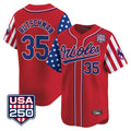 Baltimore Orioles #35 Adley Rutschman Player Red USA 250 Independence Day Vapor Premier Limited Home Game Stitched Baseball Jersey