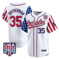 Baltimore Orioles #35 Adley Rutschman Player White USA 250 Independence Day Vapor Premier Home Game Stitched Baseball Jersey