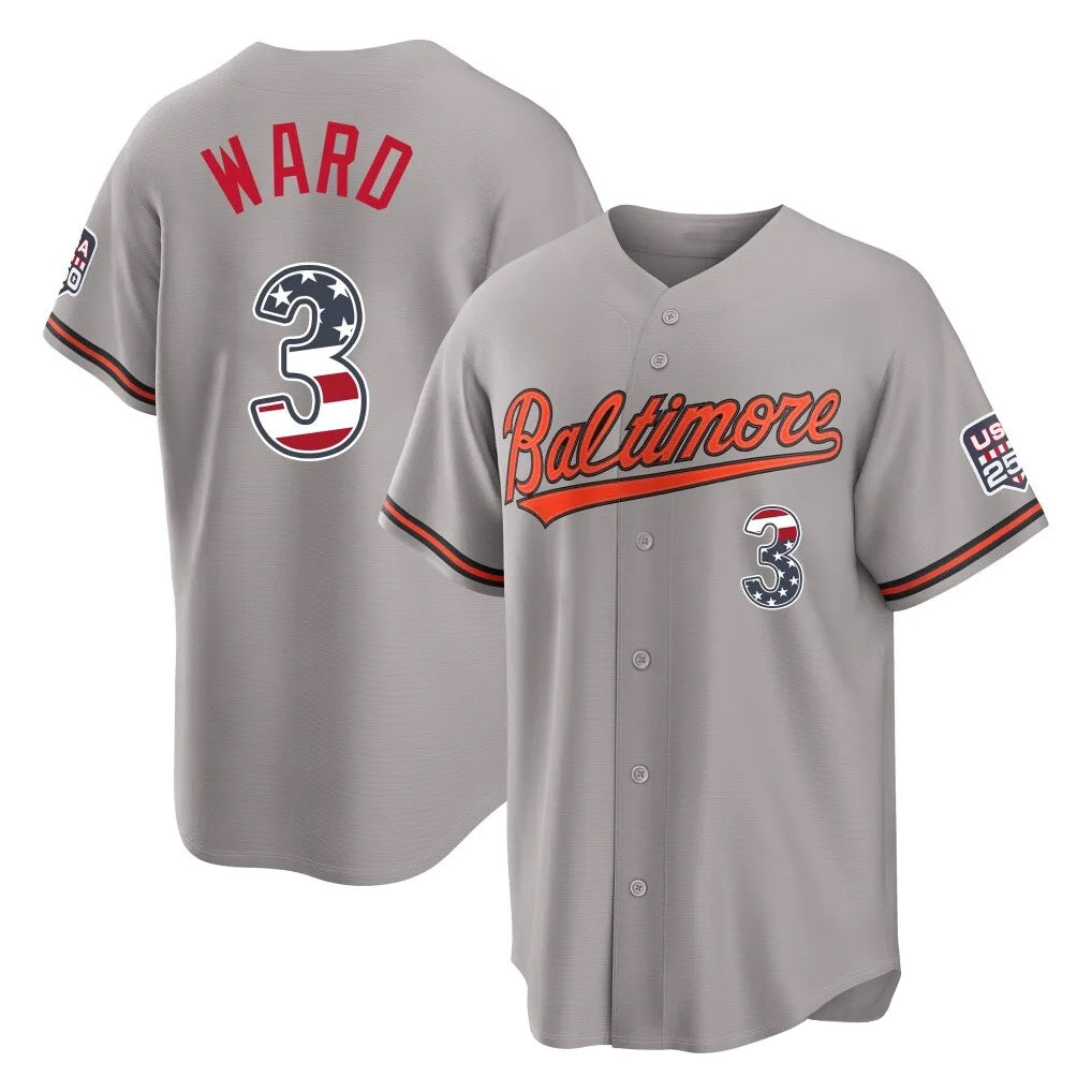 Baltimore Orioles #3 Taylor Ward Player Gray USA 250 Fourth of July Home Game Stitched Baseball Jersey