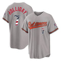 Baltimore Orioles #7 Jackson Holliday Player Gray USA 250 Fourth of July Home Game Stitched Baseball Jersey