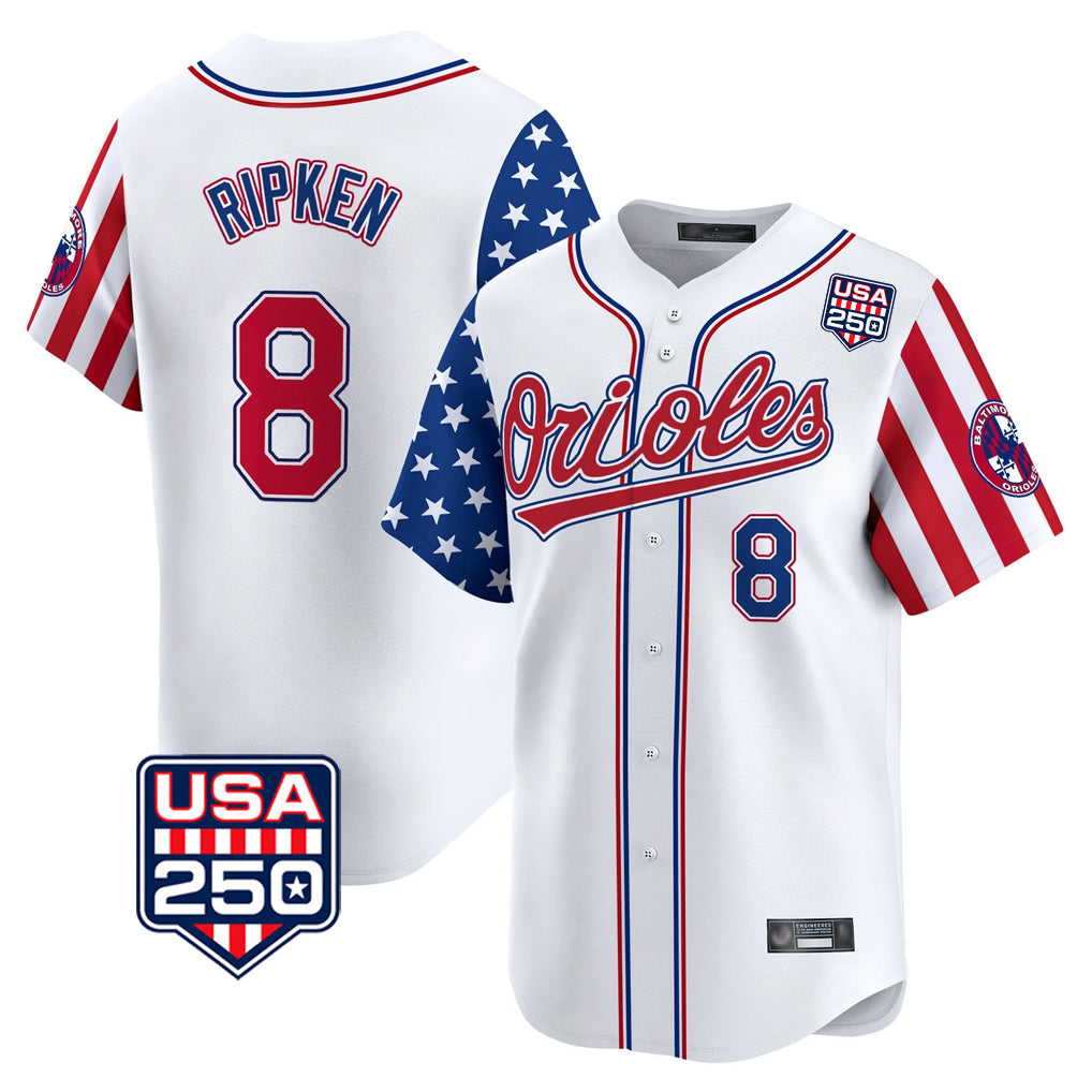 Baltimore Orioles #8 Cal Ripken Player White USA 250 Independence Day Vapor Premier Home Game Stitched Baseball Jersey