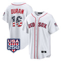 Boston Red Sox #16 Jarren Duran Player White USA 250 Fourth of July Home Game Stitched Baseball Jersey