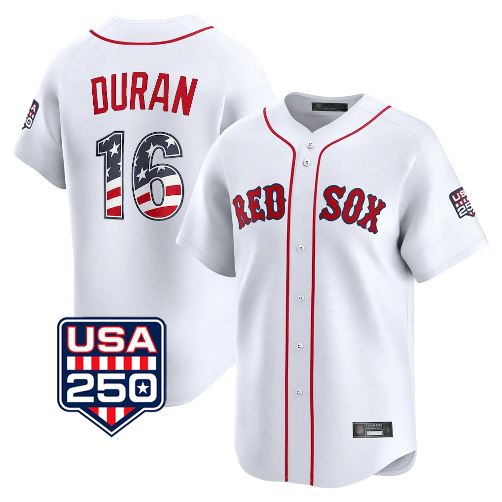 Boston Red Sox #16 Jarren Duran Player White USA 250 Fourth of July Limited Home Game Stitched Baseball Jersey