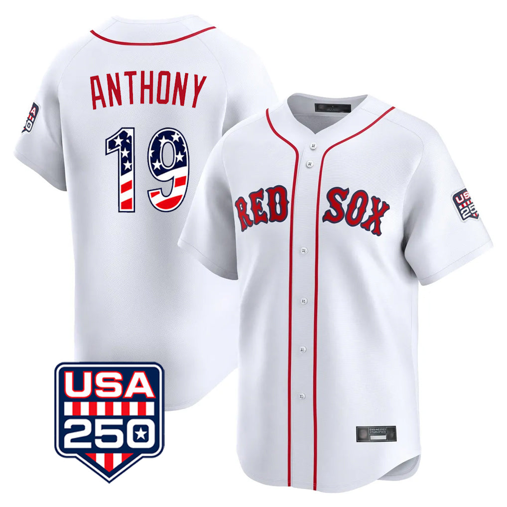 Boston Red Sox #19 Roman Anthony Player White USA 250 Fourth of July Limited Home Game Stitched Baseball Jersey