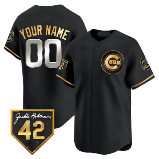 Chicago Cubs 2024 Jackie Robinson Patch Vapor Premier Limited Custom Jersey V2 – All Stitched-Black Baseball Jersey