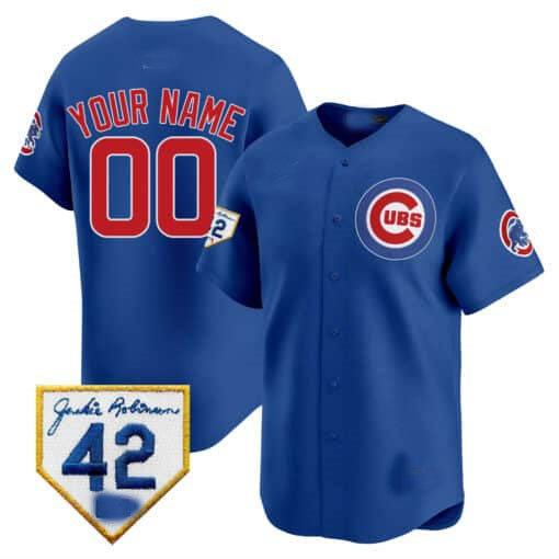 Chicago Cubs 2024 Jackie Robinson Patch Vapor Premier Limited Custom Jersey V2 – Royal Baseball Jersey