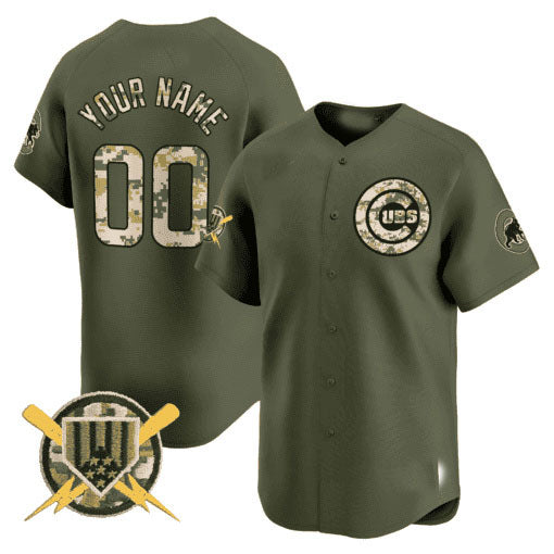 Chicago Cubs Armed Forces Day Vapor Premier Limited Custom Jersey – All Stitched-Green Baseball Jersey