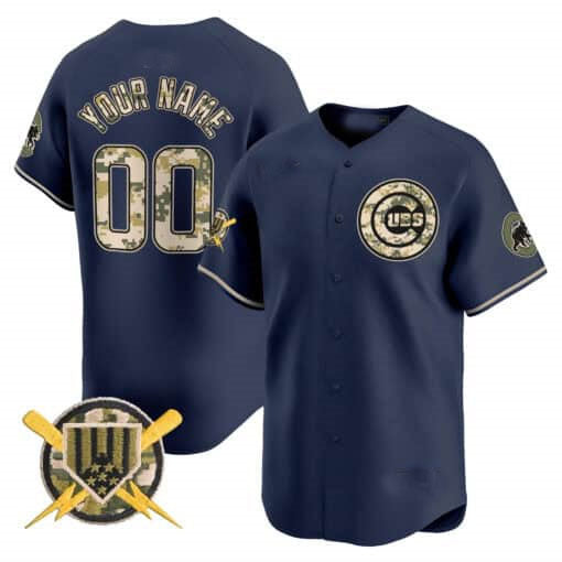 Chicago Cubs Armed Forces Day Vapor Premier Limited Custom Jersey – Navy Baseball Jersey