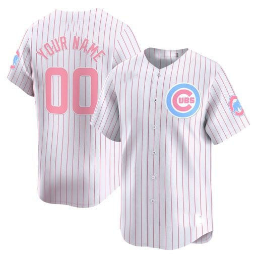 Chicago Cubs Bubblegum Pink Vapor Premier Limited Custom Jersey – White Pinstripe Baseball Jersey