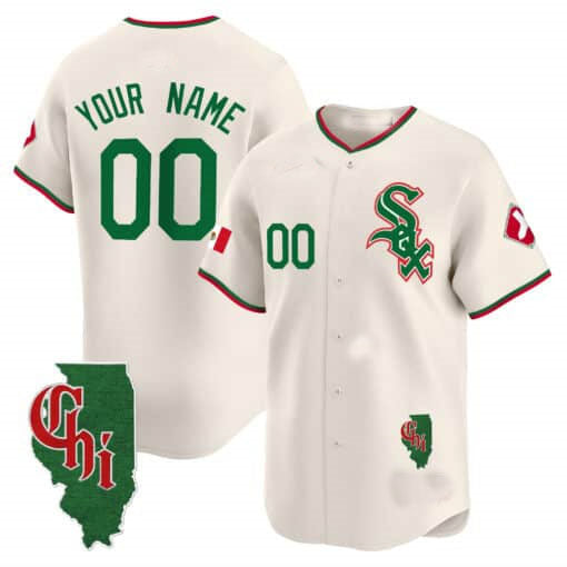 Chicago White Sox Mexico Vapor Premier Limited Custom Jersey – Illinois Patch – Cream Baseball Jersey