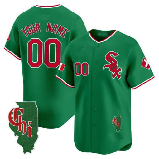 Chicago White Sox Mexico Vapor Premier Limited Custom Jersey – Illinois Patch – Green Baseball Jersey