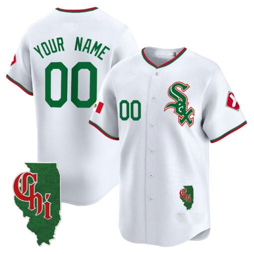 Chicago White Sox Mexico Vapor Premier Limited Custom Jersey – Illinois Patch – White Baseball Jersey