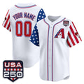 Custom Arizona Diamondbacks America 250 Edition Vapor Premier Limited White Stitched Baseball Jersey