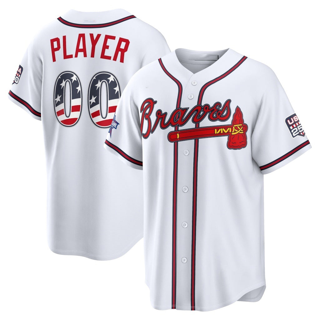Custom Atlanta Braves 2026 All-Star Edition Stars & Stripes White Stadium Pick-A-Player Baseball Jersey