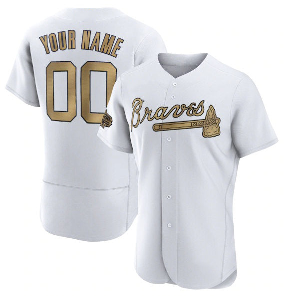 Custom Atlanta Braves Active Player White 2022 All-Star Flex Base Stitched Baseball Jersey