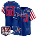 Custom Atlanta Braves America 250 Edition Vapor Premier Limited Custom Royal Stitched Baseball Jersey