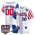 Custom Atlanta Braves America 250 Edition Vapor Premier Limited Custom White Stitched Baseball Jersey