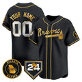 Custom Atlanta Braves Black Gold 2024 Spring Training Patch Limited Stitched Baseball Jersey