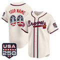 Custom Atlanta Braves Cream USA 250 Fourth of July Vapor Premier Limited Jersey – All Stitched Baseball Jersey