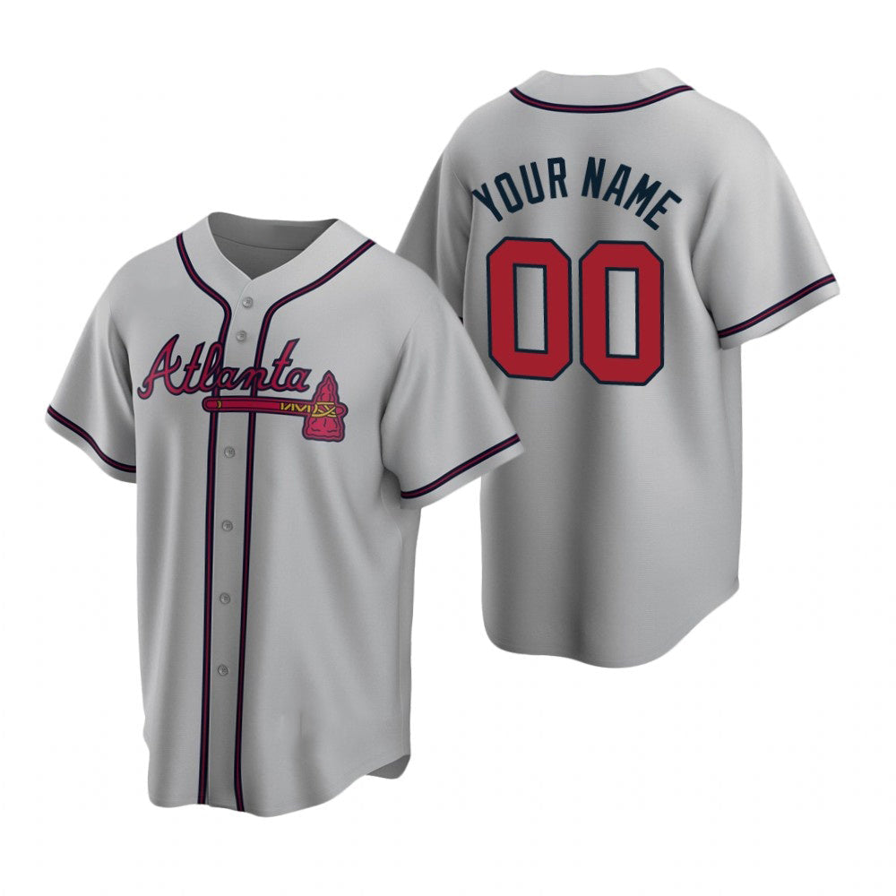 Custom Atlanta Braves Gray 2020 Stitched Cool Base Road Baseball Jersey
