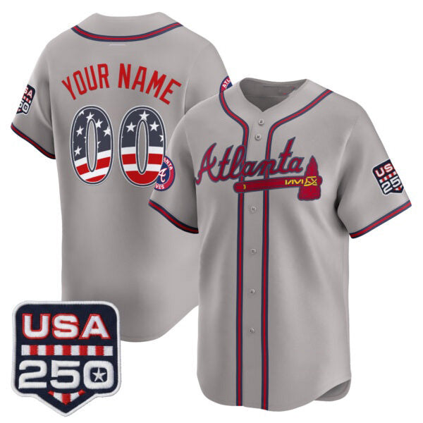 Custom Atlanta Braves Gray USA 250 Fourth of July Vapor Premier Limited Jersey – All Stitched Baseball Jersey