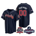 Custom Atlanta Braves Navy Active Player 2021 World Series Chimpions With 150th Anniversary Cool Base Stitched Baseball Jersey
