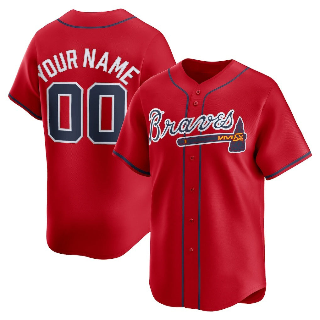 Custom Atlanta Braves Red Alternate Limited Baseball Jersey