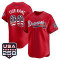 Custom Atlanta Braves Red USA 250 Fourth of July Vapor Premier Limited Jersey – All Stitched Baseball Jersey