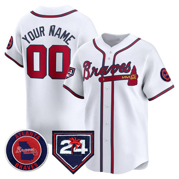 Custom Atlanta Braves White 2024 Spring Training Patch Limited Stitched Baseball Jersey