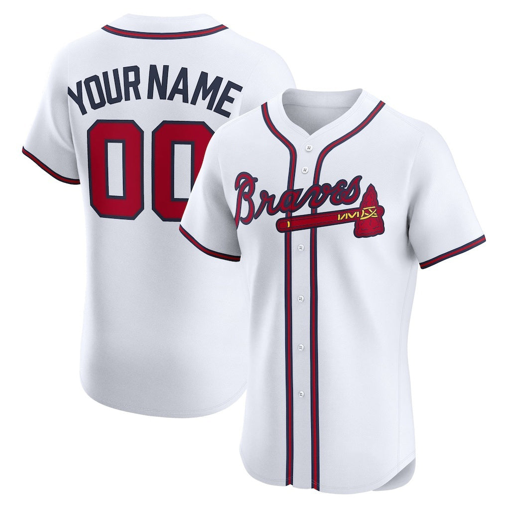 Custom Atlanta Braves White Home Elite Baseball Jersey