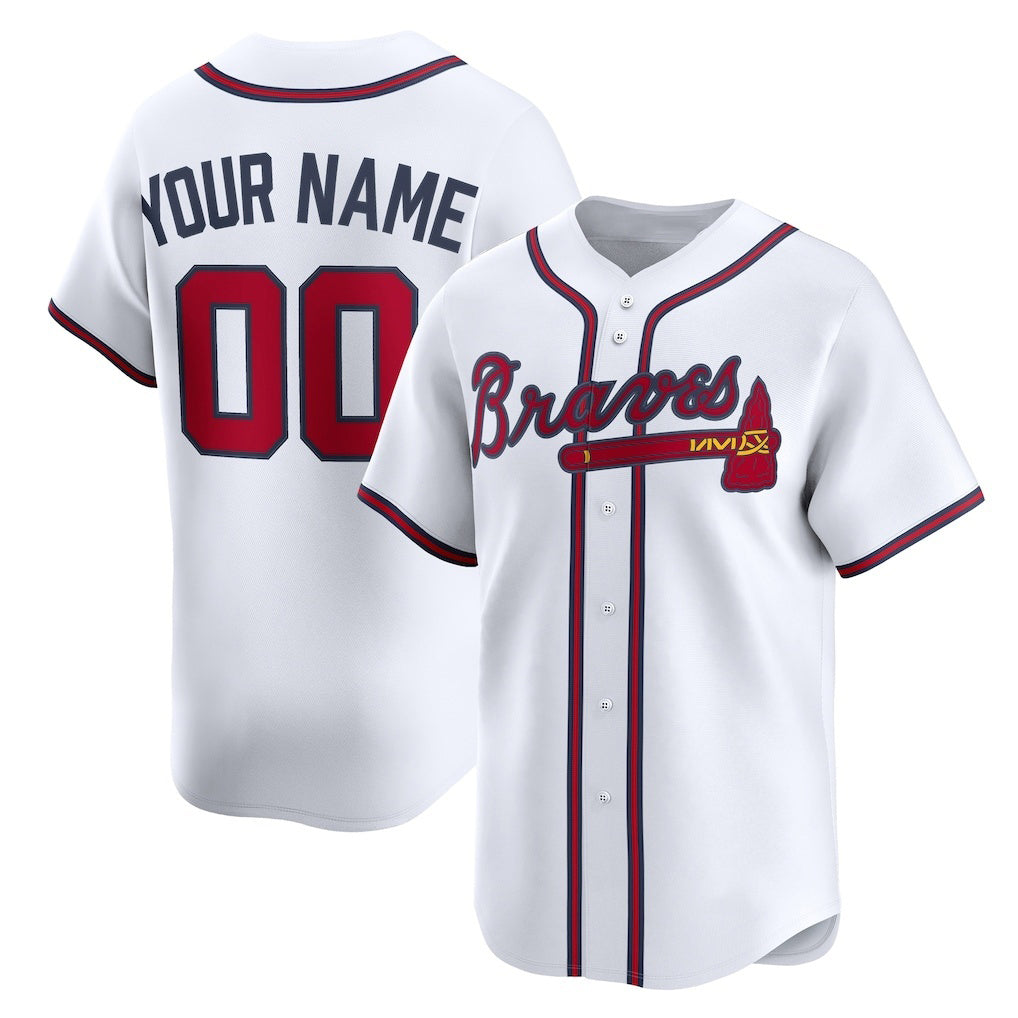 Custom Atlanta Braves White Home Limited Baseball Jersey