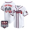 Custom Atlanta Braves White USA 250 Fourth of July Vapor Premier Limited Jersey – All Stitched Baseball Jersey